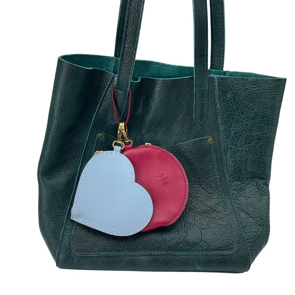 Portland Leather Goods Heart Light Baby Blue Bag Charm Leather Coin Pouch - Picture 3 of 11